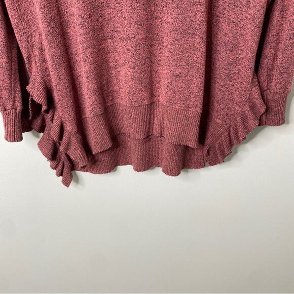 Anthropologie Postage Stamp Long-Sleeved Rose Pink Ruffle Hem Sweater XS - Picture 8 of 9